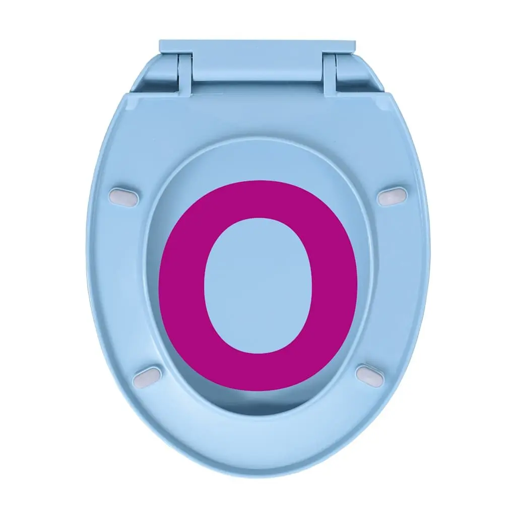 Soft-Close Toilet Seat Blue Oval Standard Bowl Bathroom Fixture Slow Close Hinge