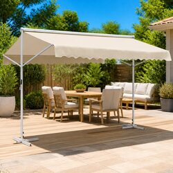 Friendly 500x300 cm Cream Free Standing Awning for Your Garden