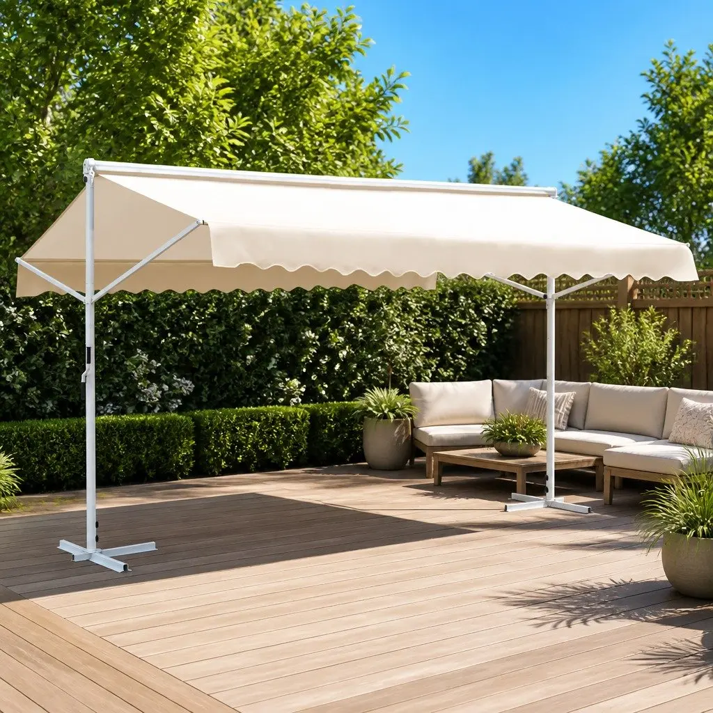 Free Standing Awning Double-Sided Canopy 600x300 cm Outdoor Garden Patio Sunshade Weather-Resistant