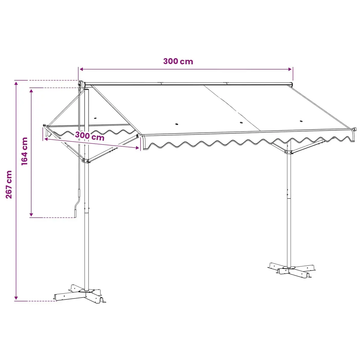 Free Standing Awning Double-Sided 300x300 cm Anthracite Outdoor Garden Patio Sunshade