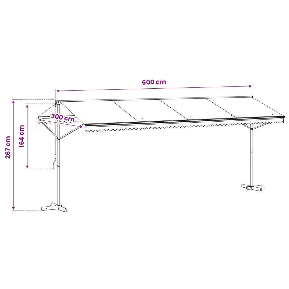 Free Standing Awning 600x300 cm Anthracite Garden Patio Sunshade Outdoor