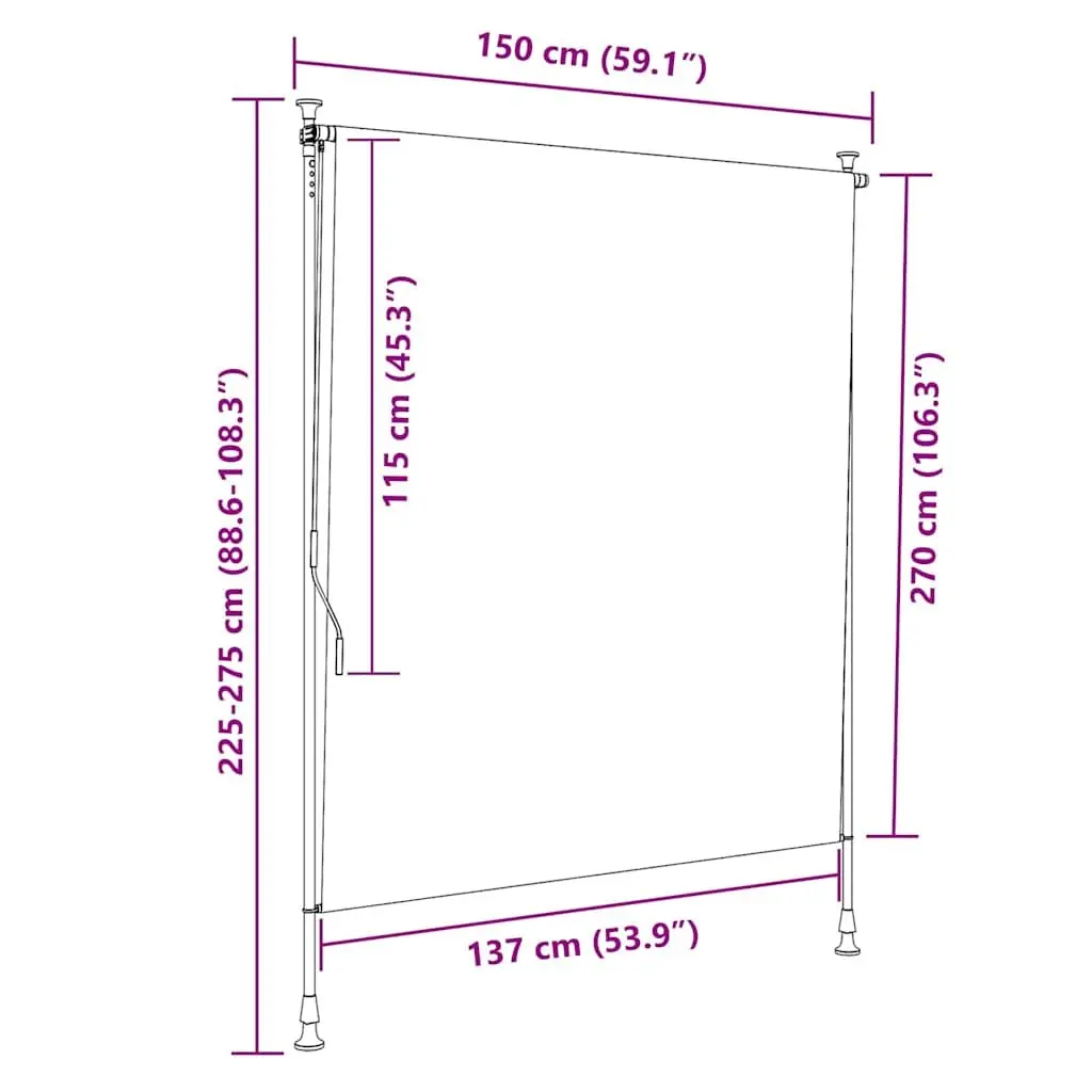 Outdoor Roller Blind 150x270cm in Anthracite