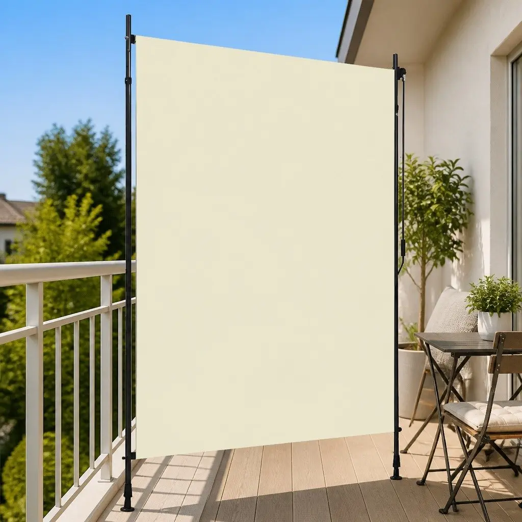 Outdoor Roller Blind Hand Crank Cream 150x270cm