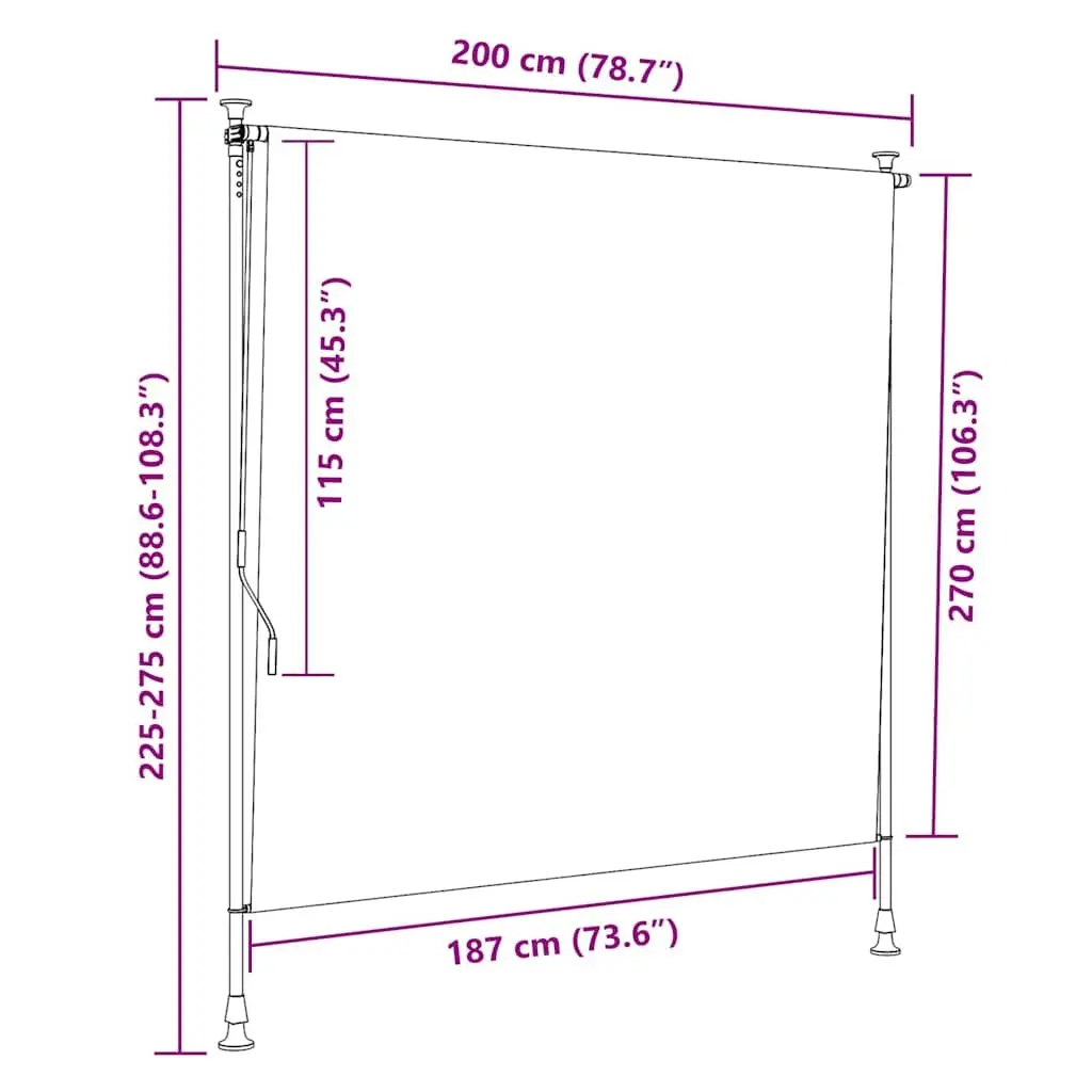 Outdoor Roller Blind Hand Crank 200x270cm Cream