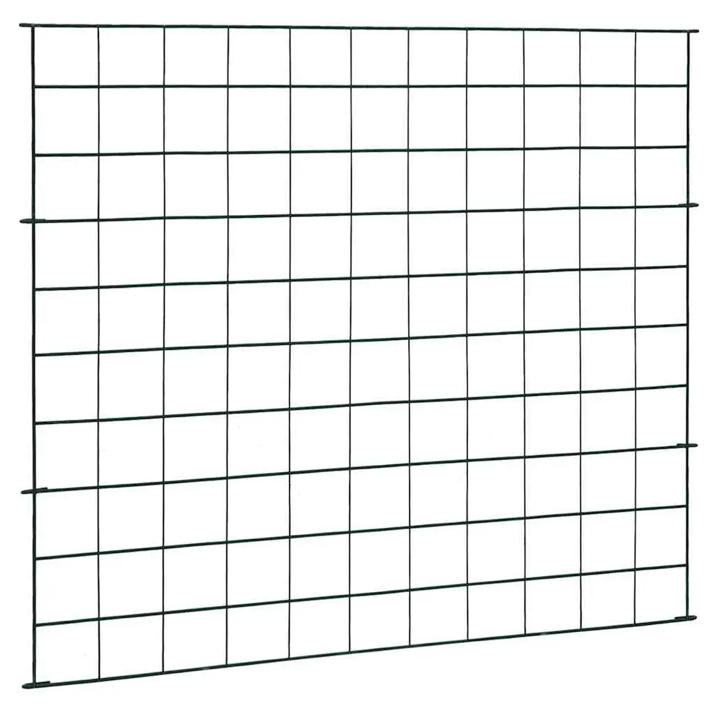 Garden Fence Panel Set Green Powder Coated Steel Wire 77.5x64 cm