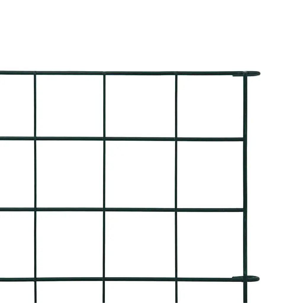 Garden Fence Panel Set Green Powder Coated Steel Wire 77.5x64 cm