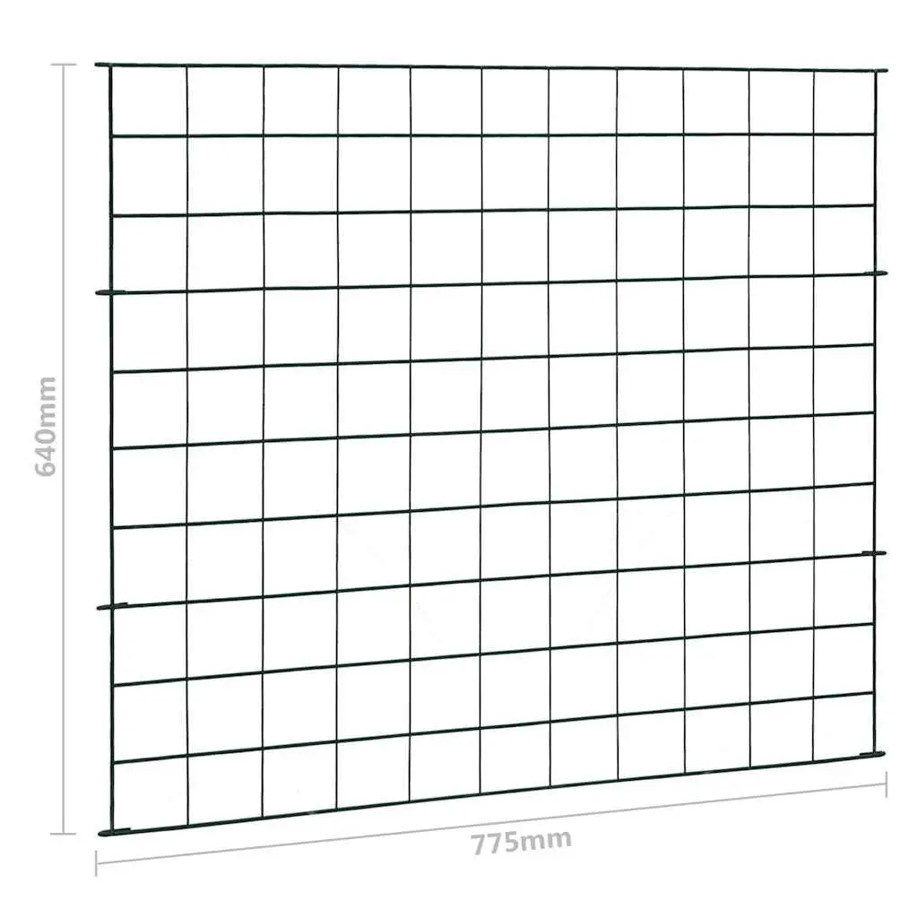 Garden Fence Panel Set Green Powder Coated Steel Wire 77.5x64 cm