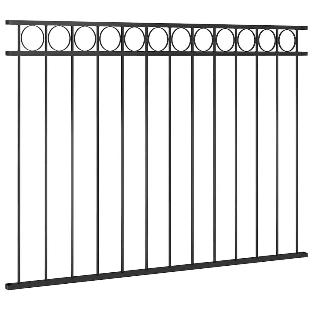 Steel Fence Panel 1.7x1.2m Black Garden Patio Terrace Partition Weather