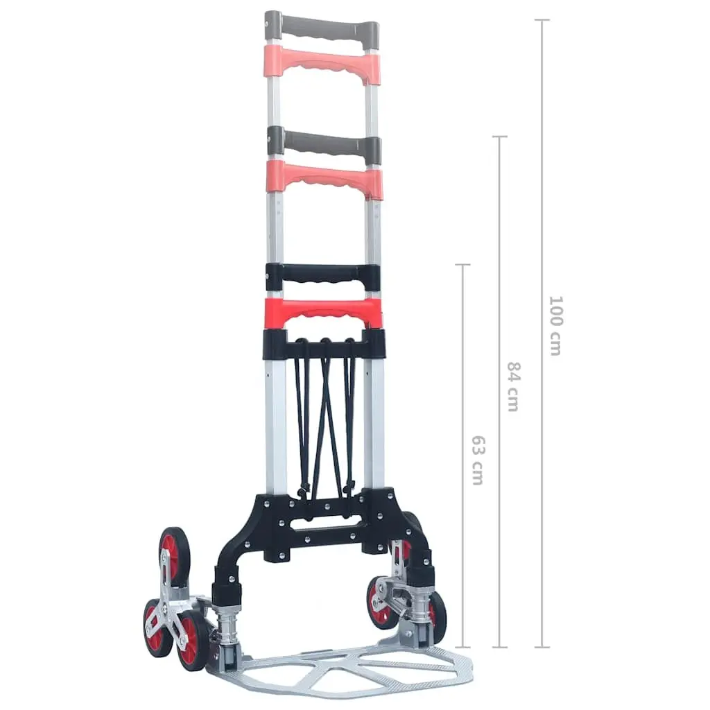 Foldable Stair Climbing Cart Portable Hand Trolley Aluminium Three Wheel 70kg Capacity