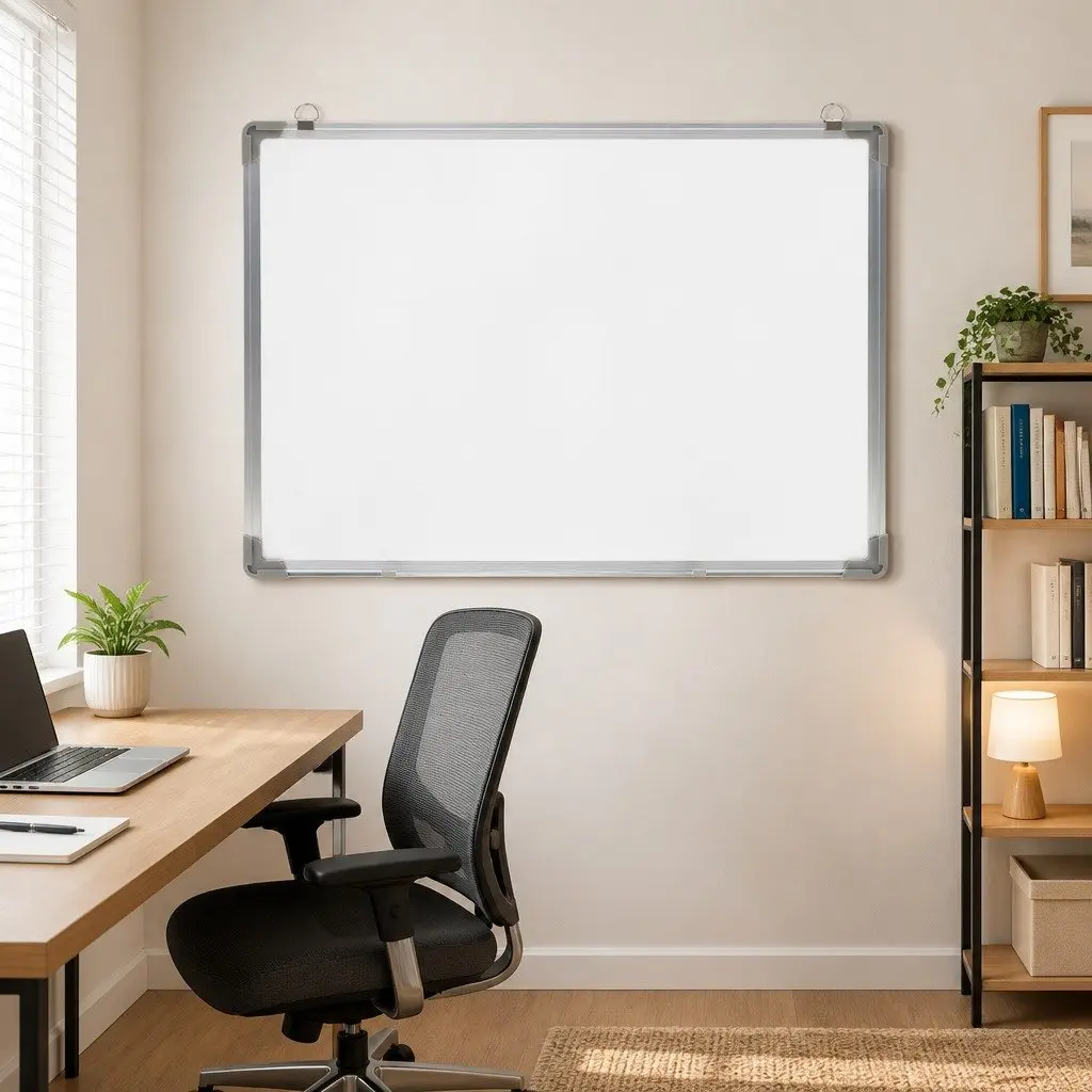 Magnetic Dry Erase Whiteboard Lacquer-Coated Steel 90x60cm Wall-Mounted Office Presentation Board