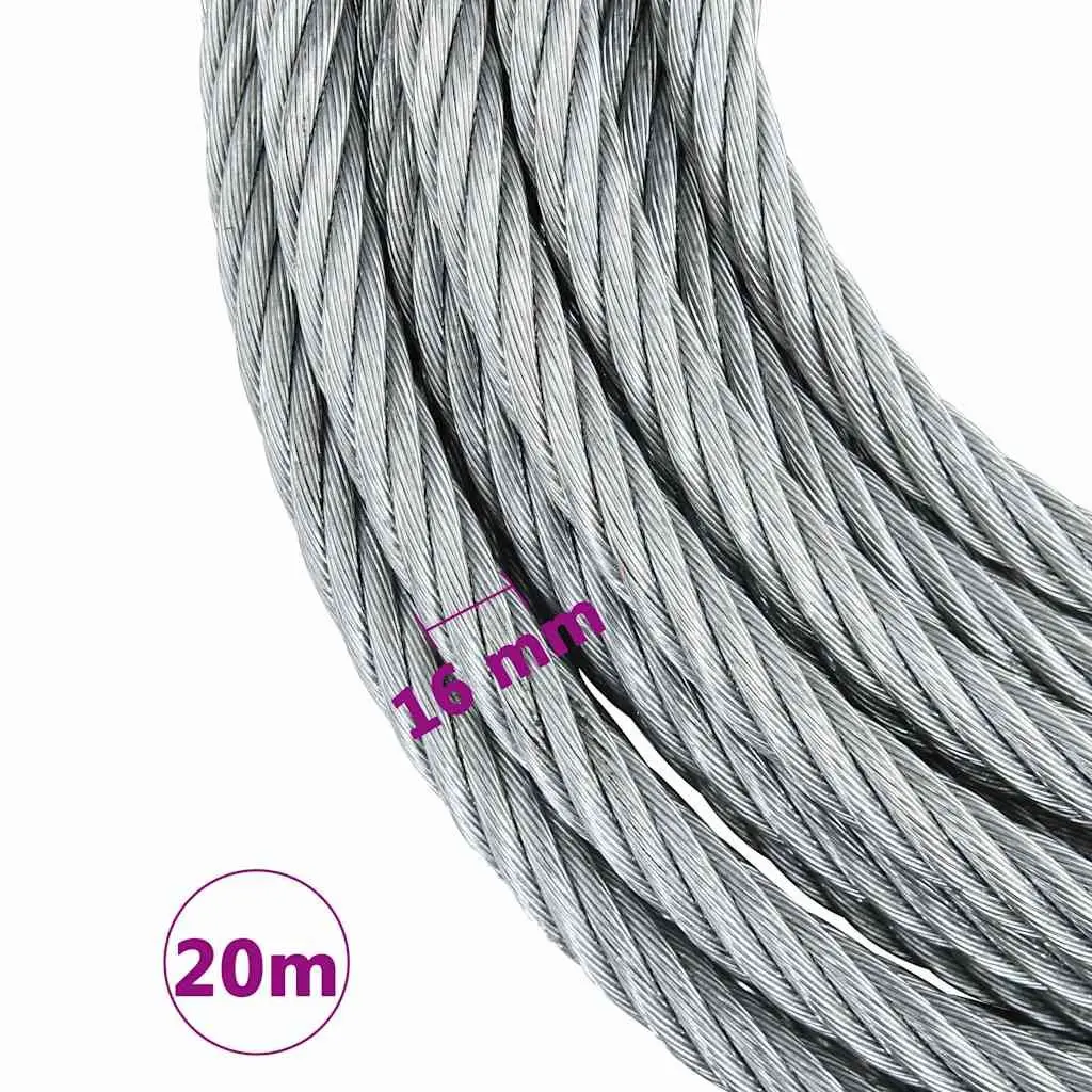 Wire Rope Cable Galvanised Steel 20 m 3200 kg Hoisting Binding Winch Sling