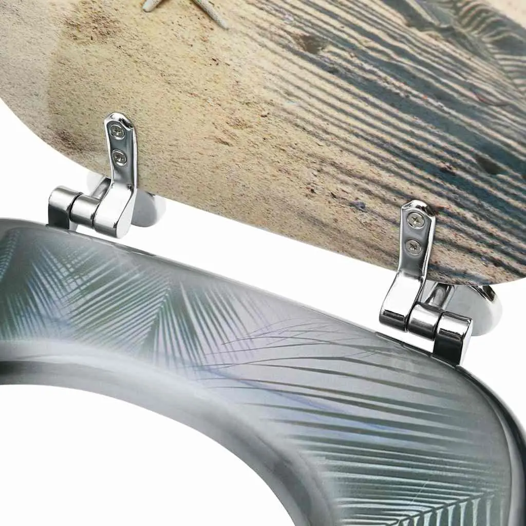 Toilet Seat with Lid MDF Beach Design Bathroom WC Seat Multicolour