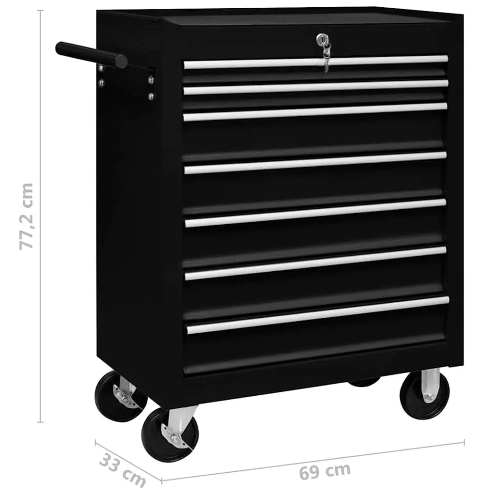 Workshop Tool Trolley with 7 Drawers Storage Organiser Garage Mechanic Lockable