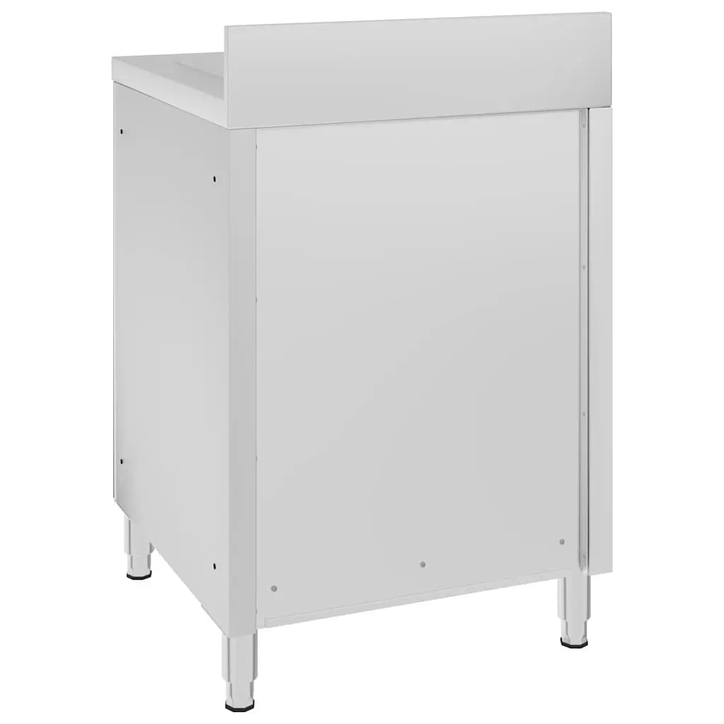 Stainless Steel Work Table with Drainboard and Bottom Storage Cabinet 60x60x96cm