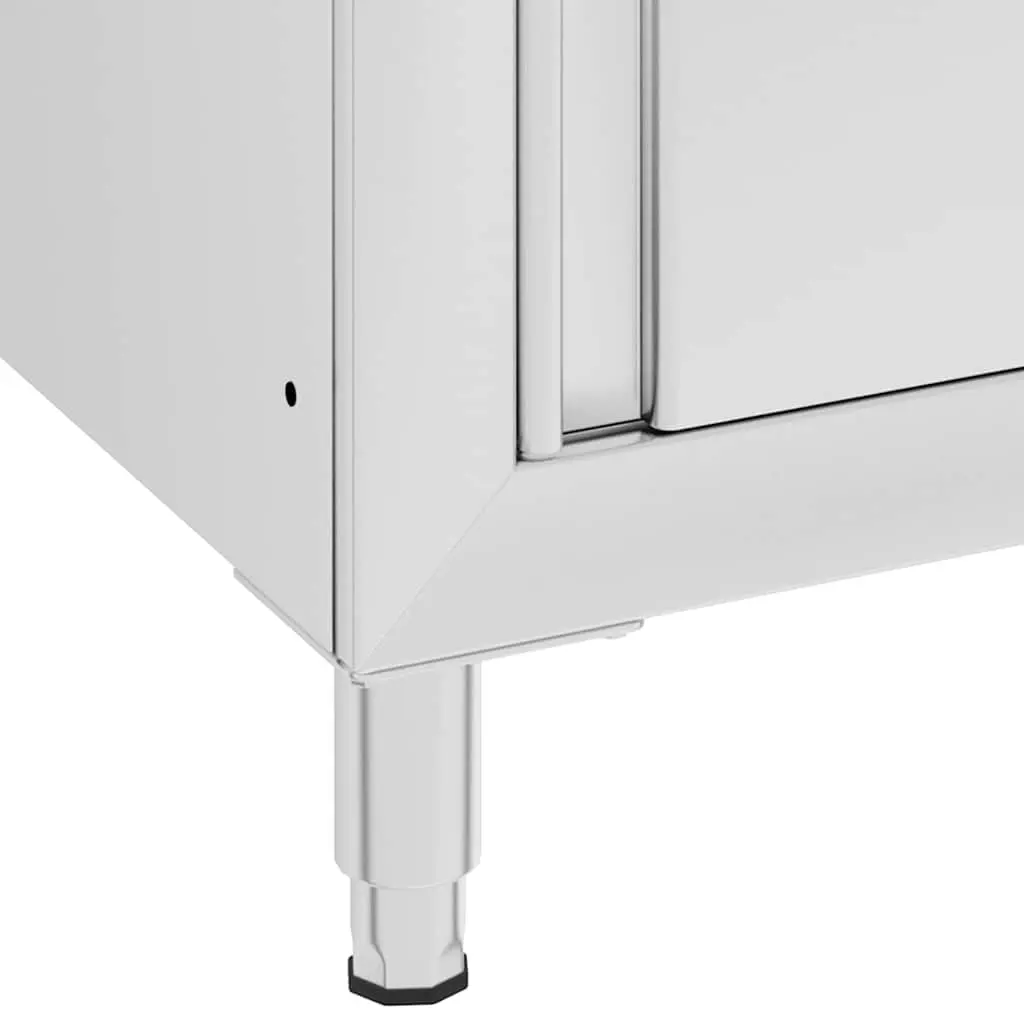 Stainless Steel Work Table with Drainboard and Bottom Storage Cabinet 60x60x96cm