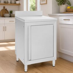Stainless Steel Commercial Work Table with Storage Cabinet 60x60x96cm Kitchen
