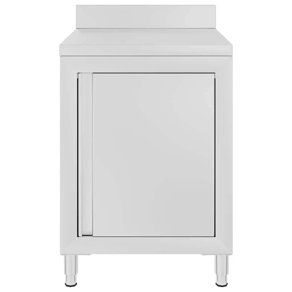 Stainless Steel Work Table with Storage Cabinet 60x60x96cm for Restaurant Kitchen