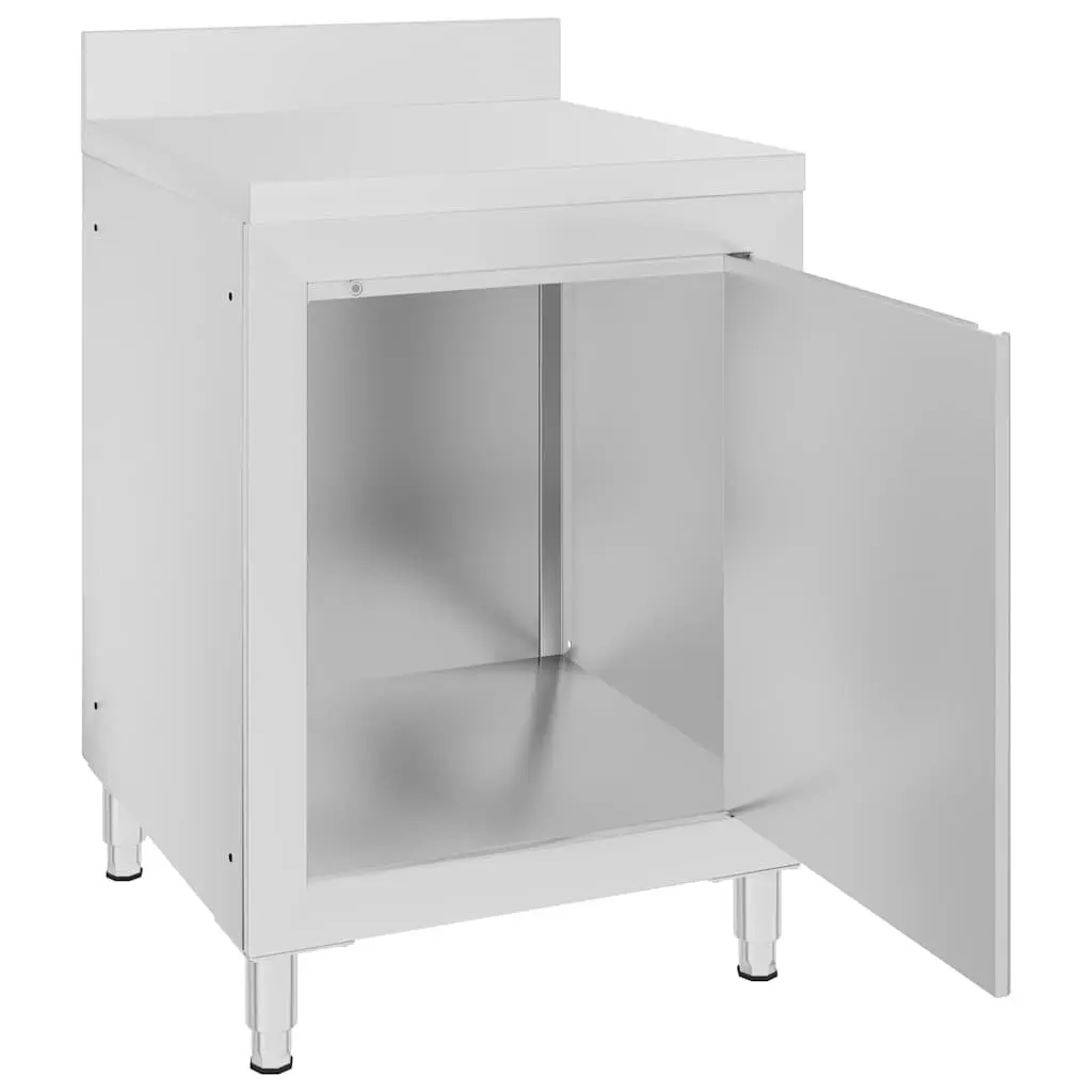 Stainless Steel Work Table with Storage Cabinet 60x60x96cm for Restaurant Kitchen