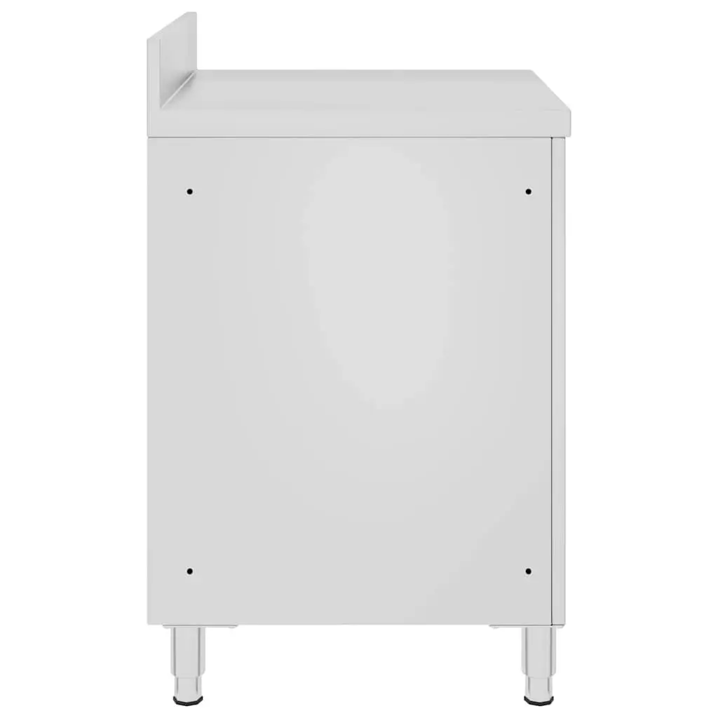 Stainless Steel Work Table with Storage Cabinet 60x60x96cm for Restaurant Kitchen