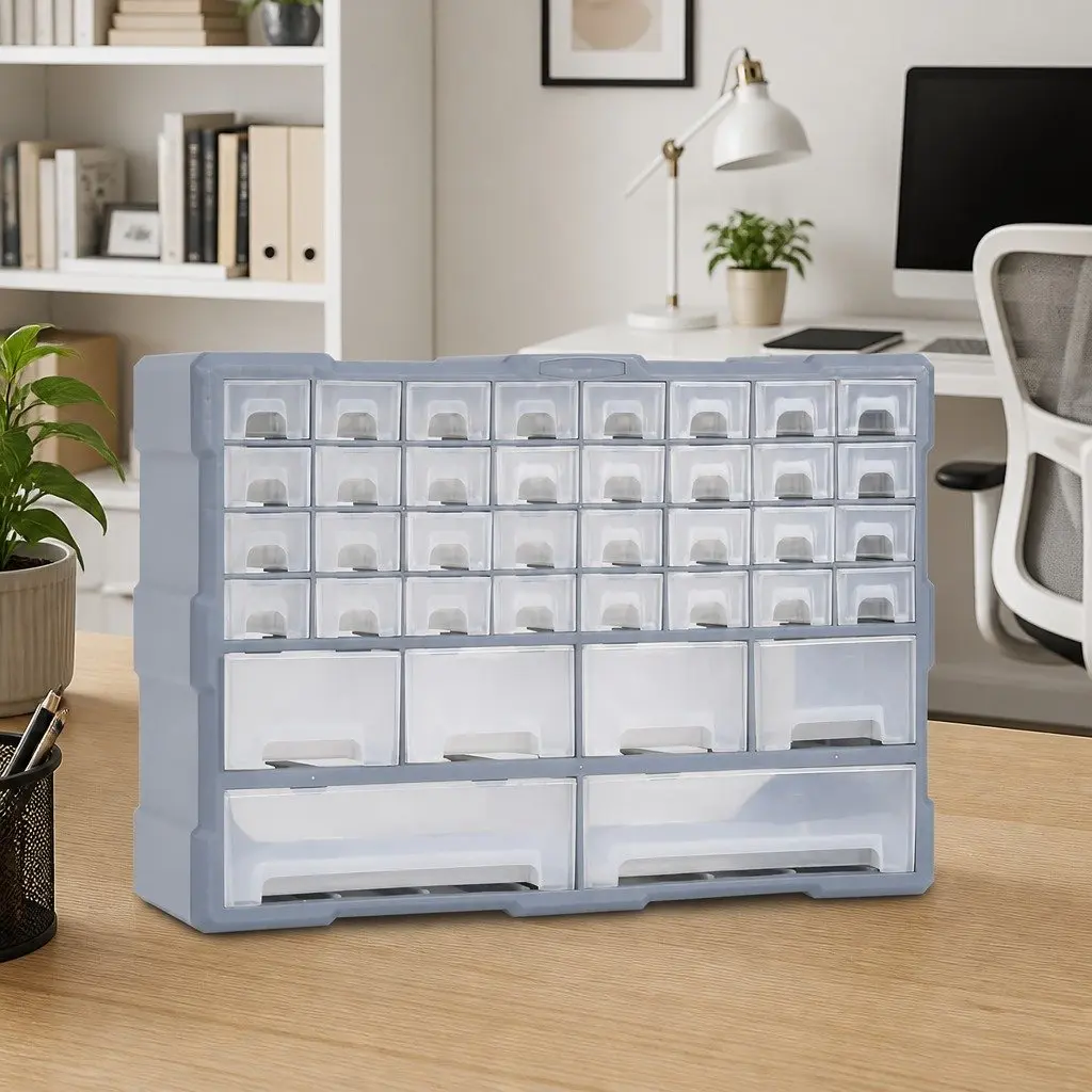 Multi-Drawer Organiser 38 Drawers Grey Tool Storage Cabinet