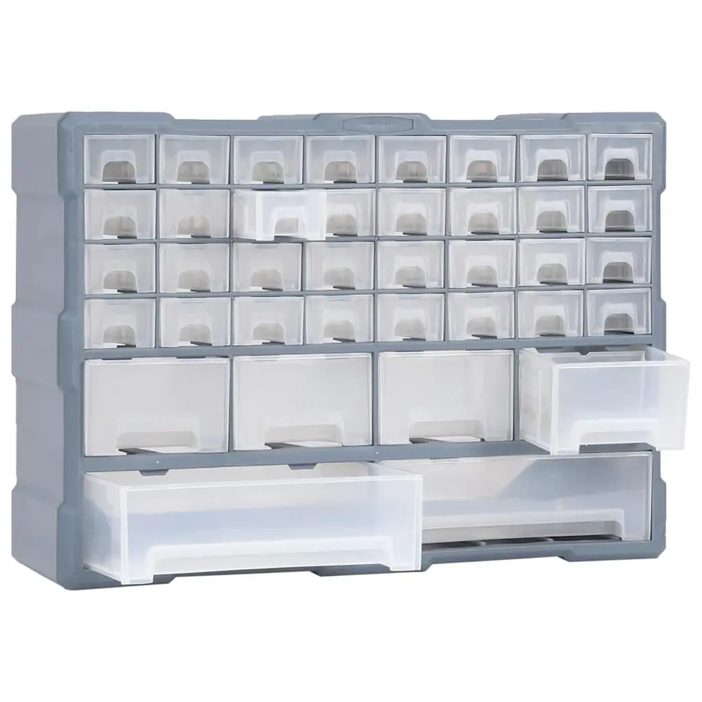 Multi-Drawer Organiser 38 Drawers Grey Tool Storage Cabinet