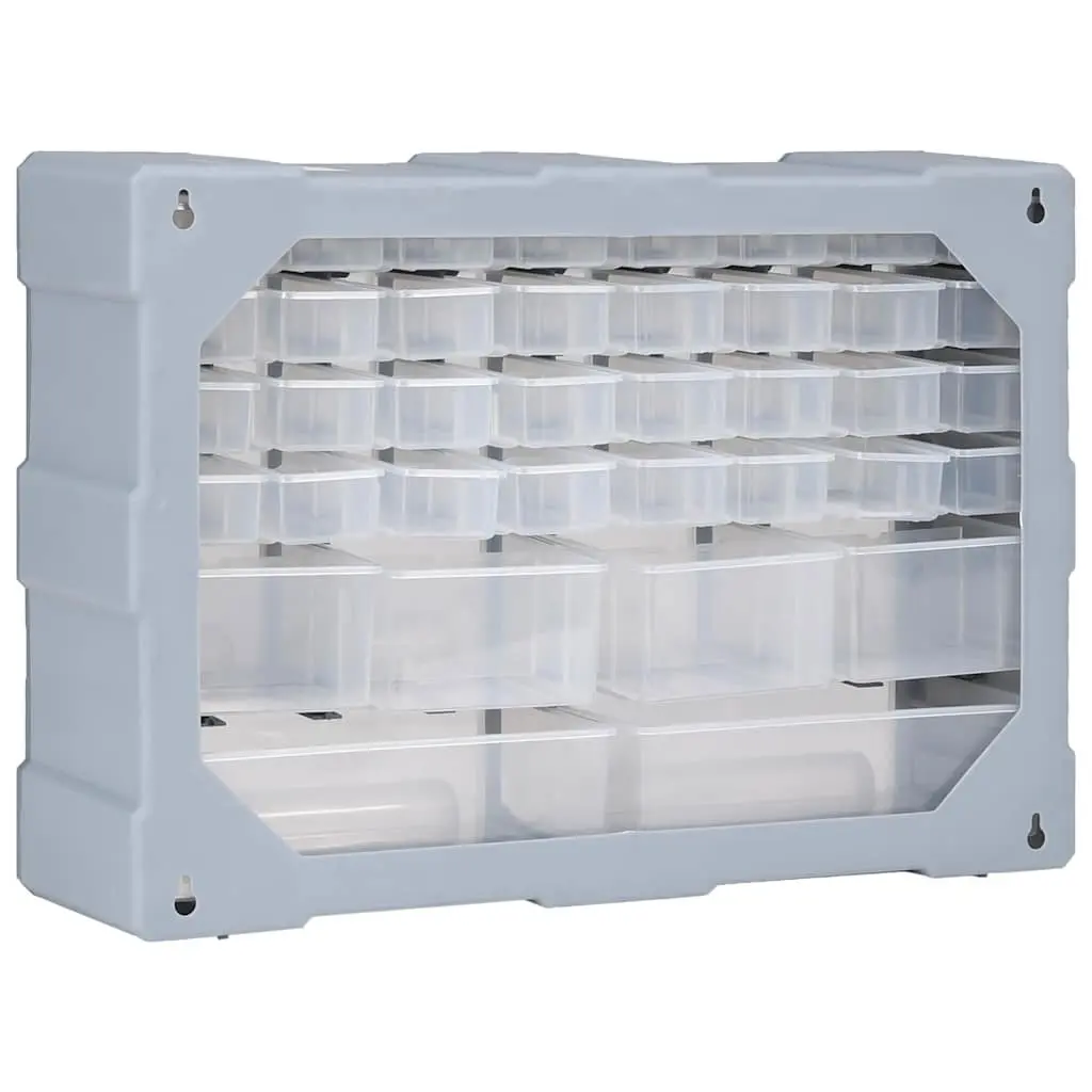 Multi-Drawer Organiser 38 Drawers Grey Tool Storage Cabinet