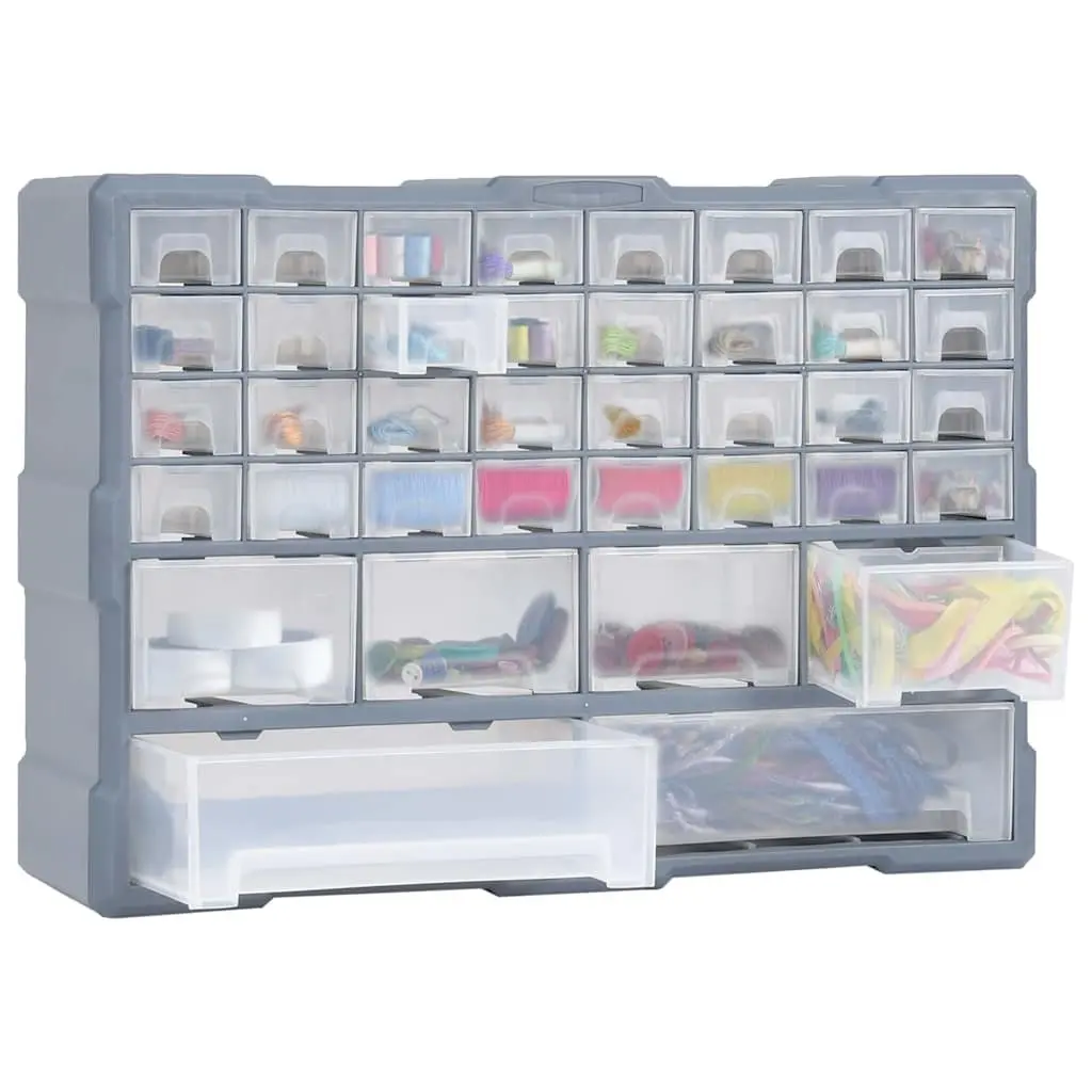 Multi-Drawer Organiser 38 Drawers Grey Tool Storage Cabinet
