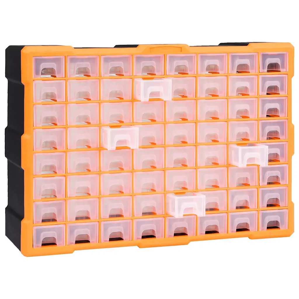 Multi-Drawer Organiser Tool Storage Box Impact-Resistant Plastic 64 Drawers
