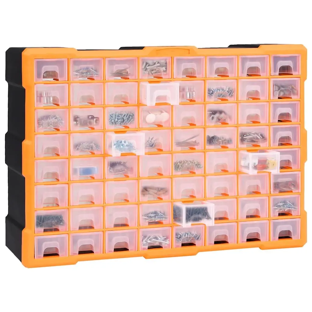 Multi-Drawer Organiser Tool Storage Box Impact-Resistant Plastic 64 Drawers
