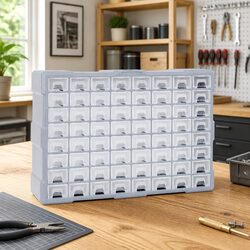 64 Drawer Multi-Compartment Tool Organiser Storage Box Cabinet Grey 52x16x37.5cm