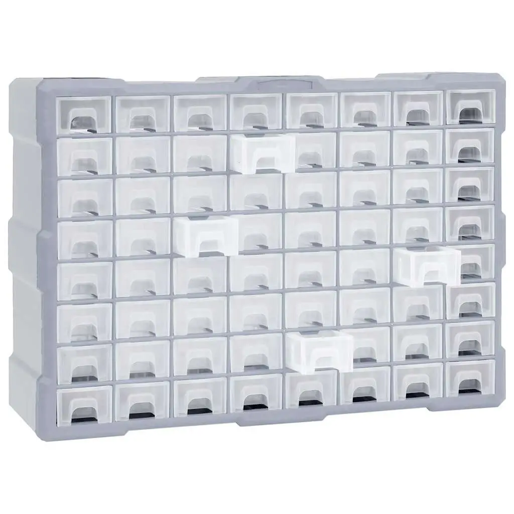 Tool Organiser Multi-Compartment 64 Drawer Storage Box Grey 52x16x37.5cm