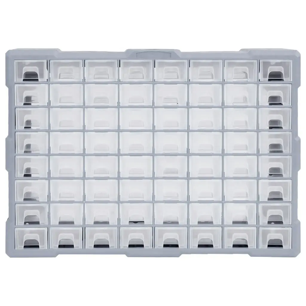 Tool Organiser Multi-Compartment 64 Drawer Storage Box Grey 52x16x37.5cm