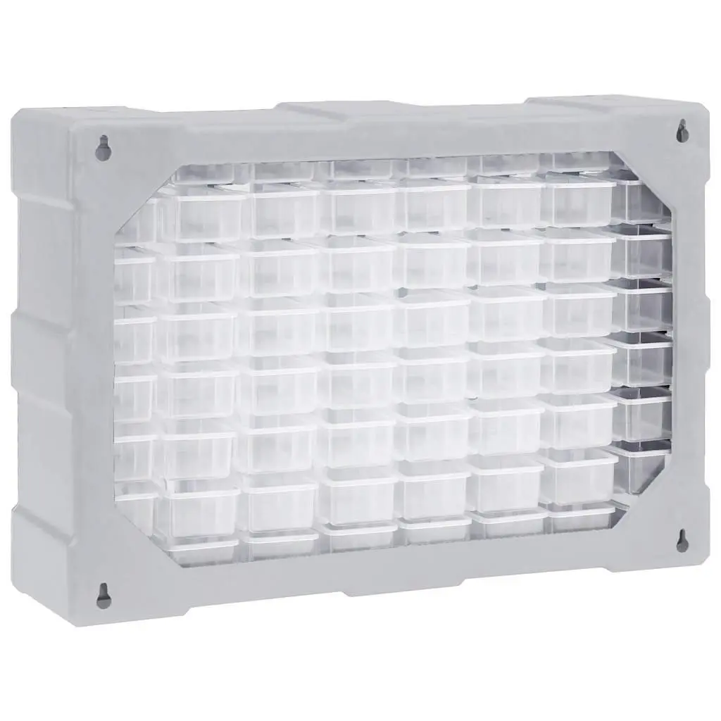 Tool Organiser Multi-Compartment 64 Drawer Storage Box Grey 52x16x37.5cm