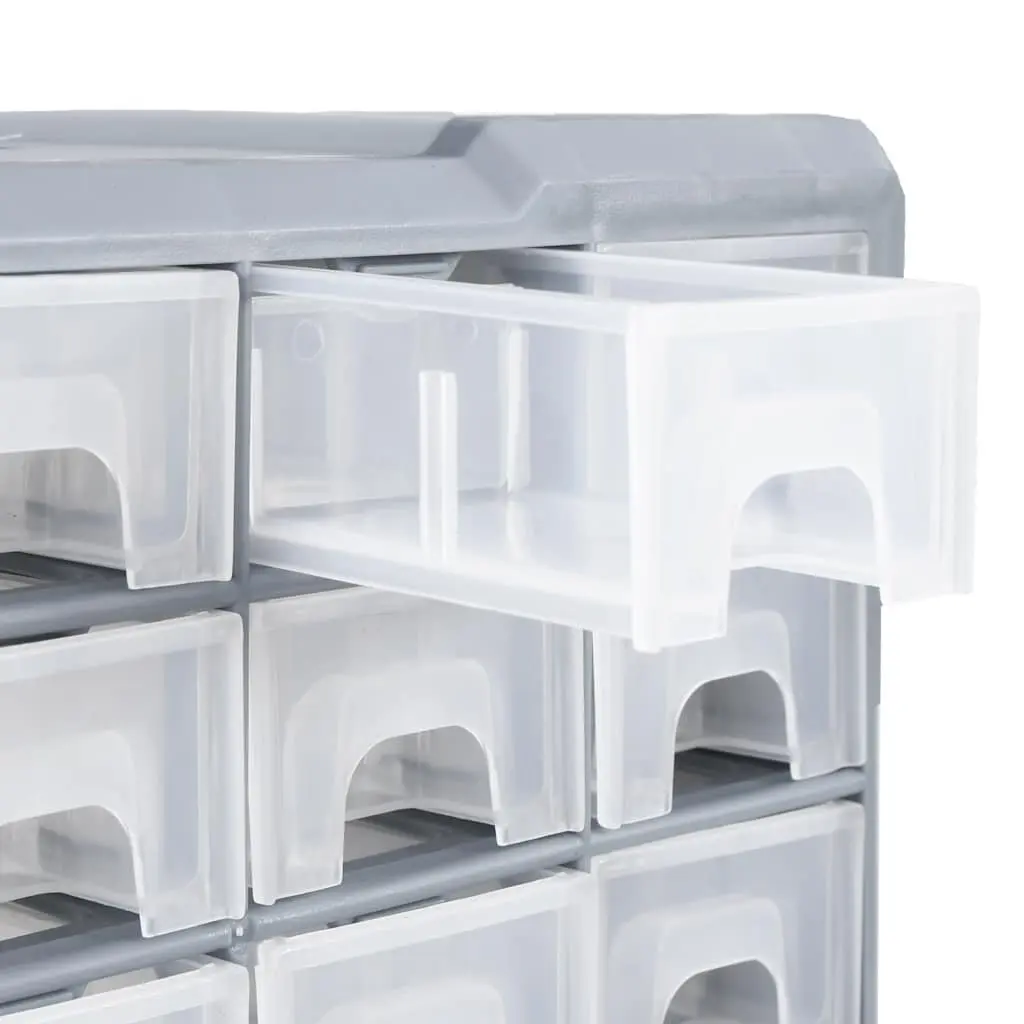 Tool Organiser Multi-Compartment 64 Drawer Storage Box Grey 52x16x37.5cm
