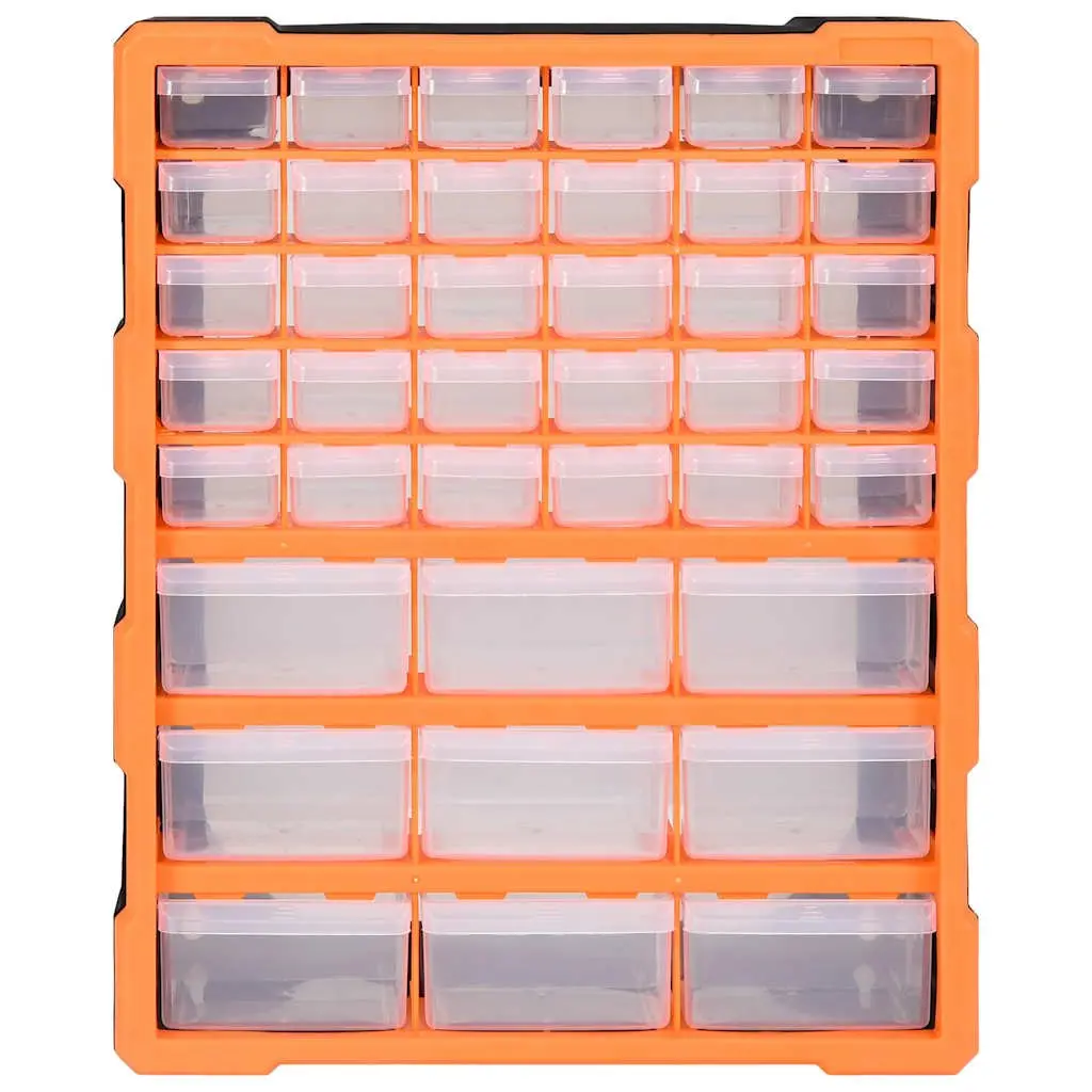 Tool Storage Box Orange 39 Drawer Multi-Drawer Organiser with See-Through Drawers for Hardware and Craft Supplies