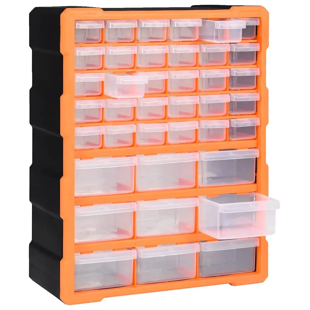 Tool Storage Box Orange 39 Drawer Multi-Drawer Organiser with See-Through Drawers for Hardware and Craft Supplies