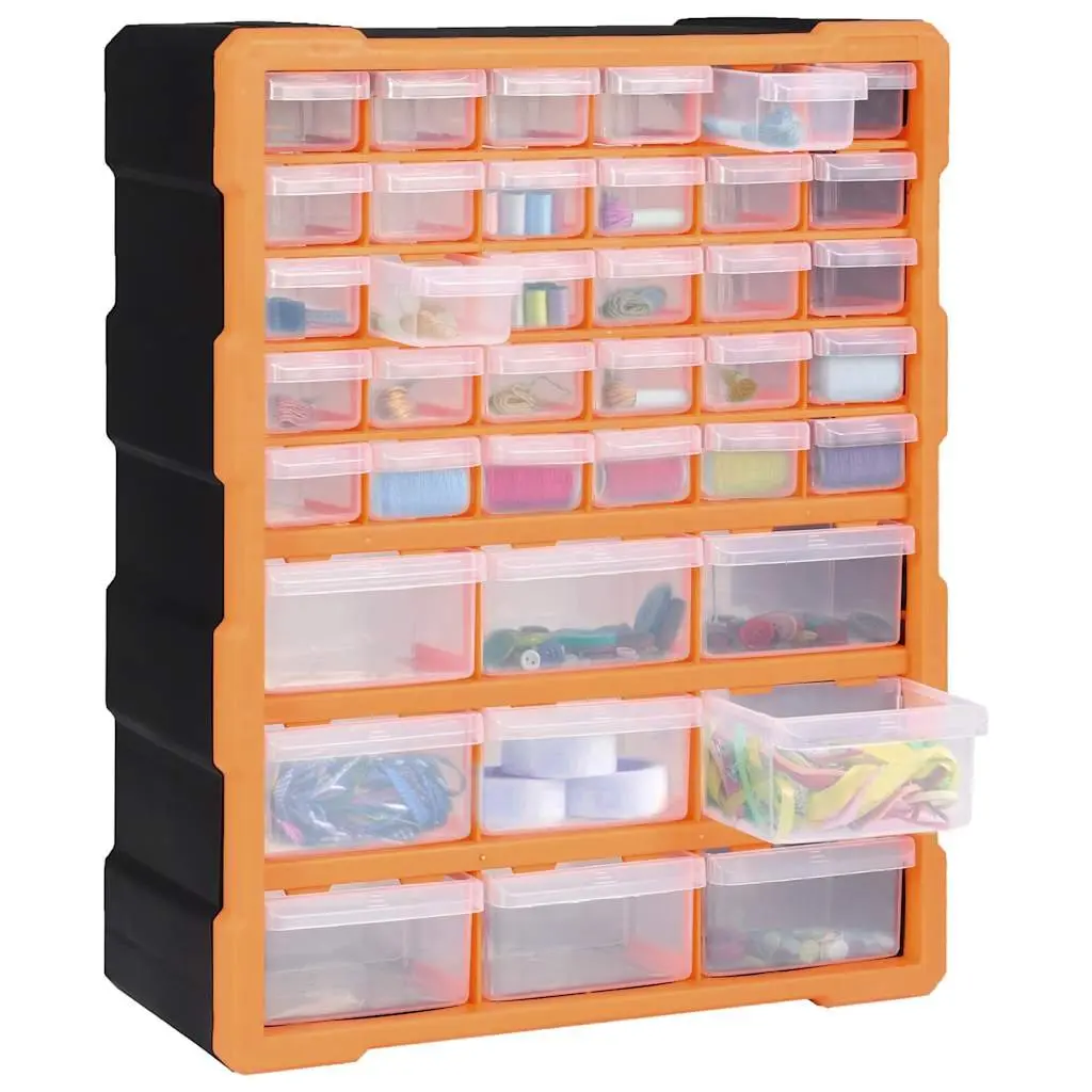 Tool Storage Box Orange 39 Drawer Multi-Drawer Organiser with See-Through Drawers for Hardware and Craft Supplies