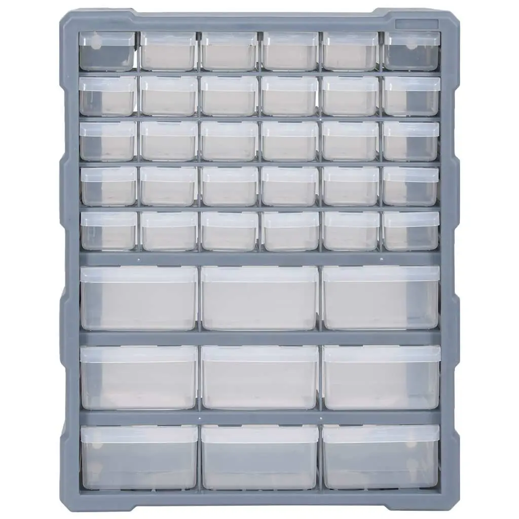 Multi-Drawer Organiser Tool Box Grey 39 Drawers Storage Cabinet