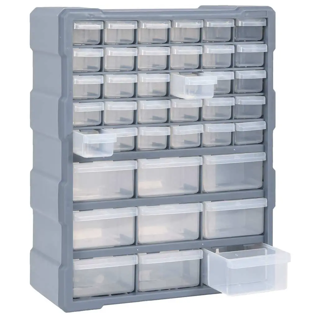Multi-Drawer Organiser Tool Box Grey 39 Drawers Storage Cabinet