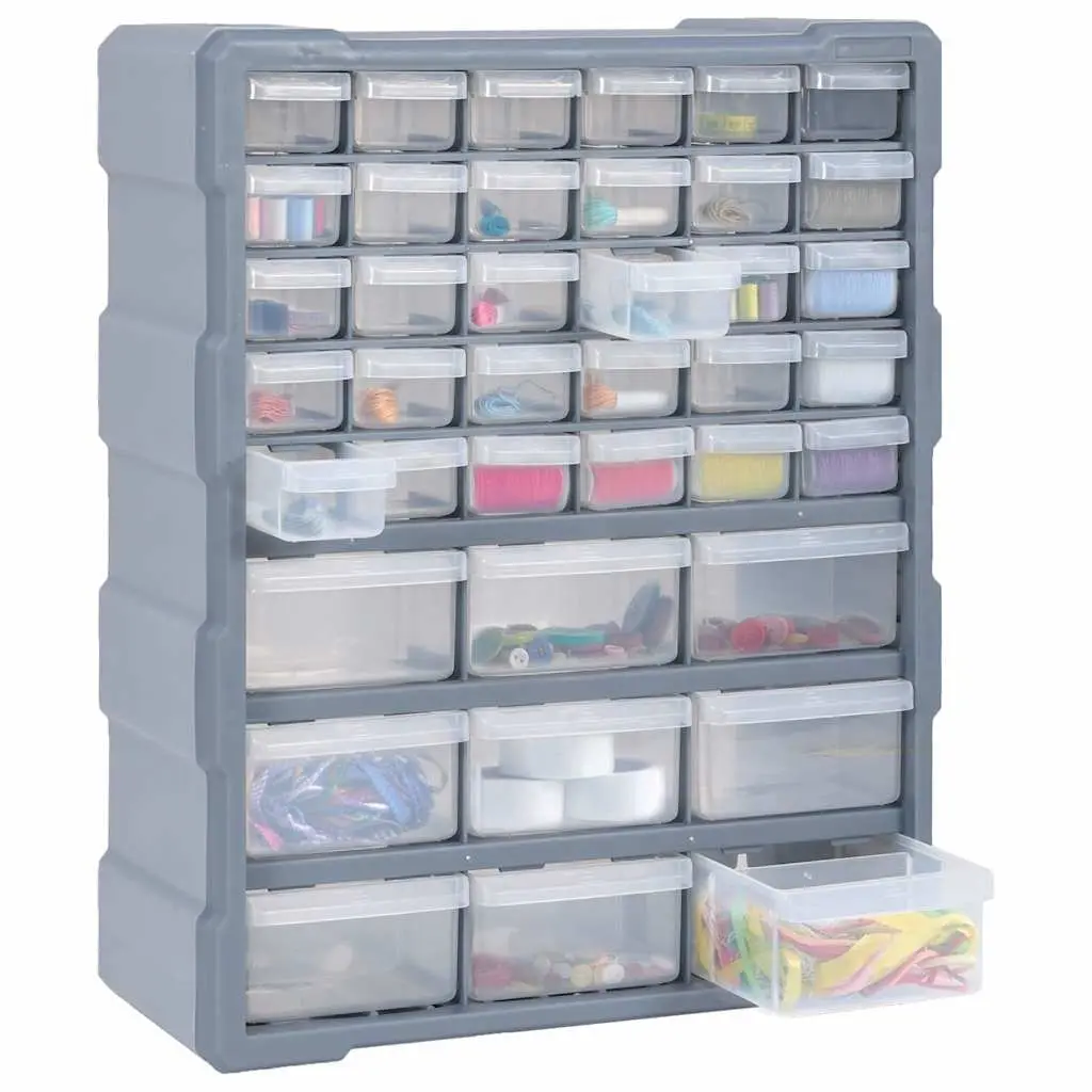 Multi-Drawer Organiser Tool Box Grey 39 Drawers Storage Cabinet