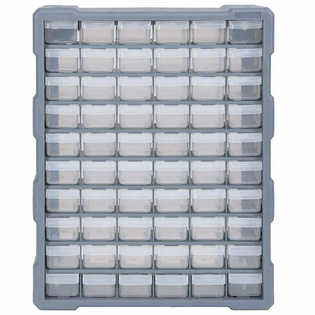 60 Drawer Tool Organiser Multi-Drawer Storage Box Grey 38 x 16 x 47.5 cm
