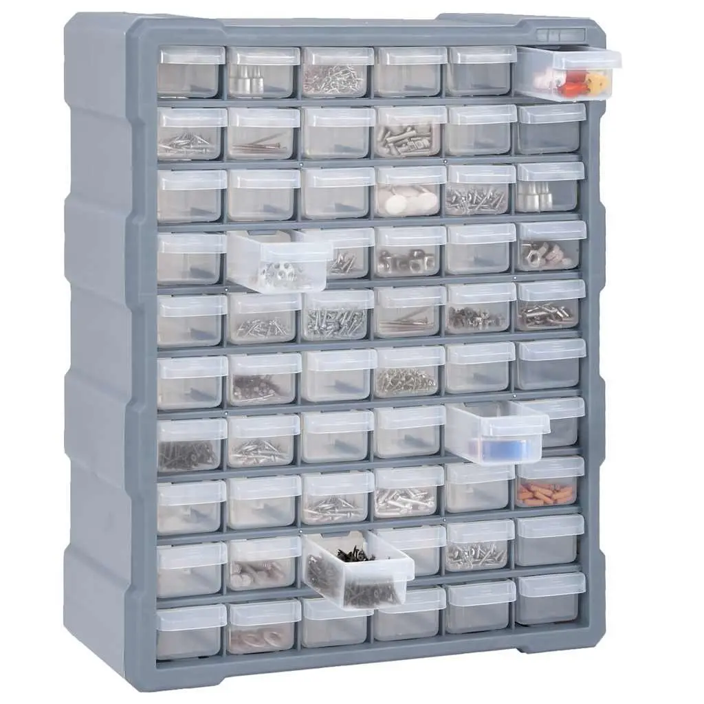 60 Drawer Tool Organiser Multi-Drawer Storage Box Grey 38 x 16 x 47.5 cm