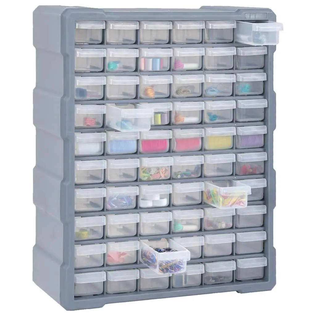 60 Drawer Tool Organiser Multi-Drawer Storage Box Grey 38 x 16 x 47.5 cm