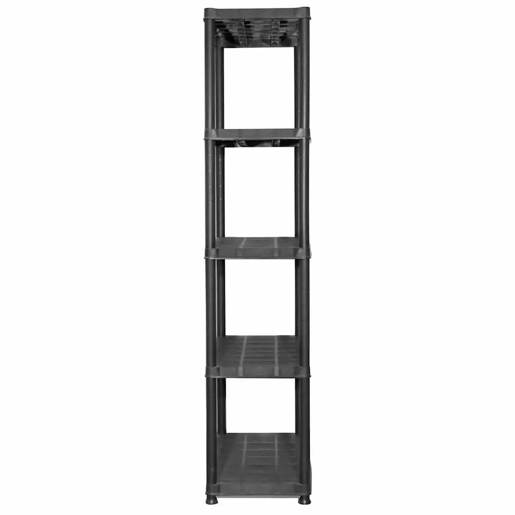 Plastic Storage Shelf Compact 5-Tier Black Organiser Unit for Books Decor Plants and More