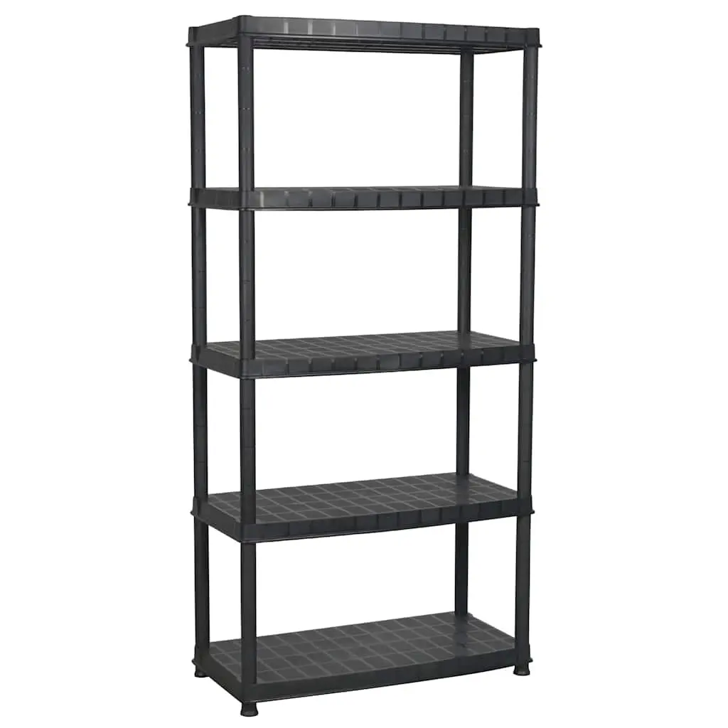 5-Tier Storage Shelf Black Plastic Shelving Unit