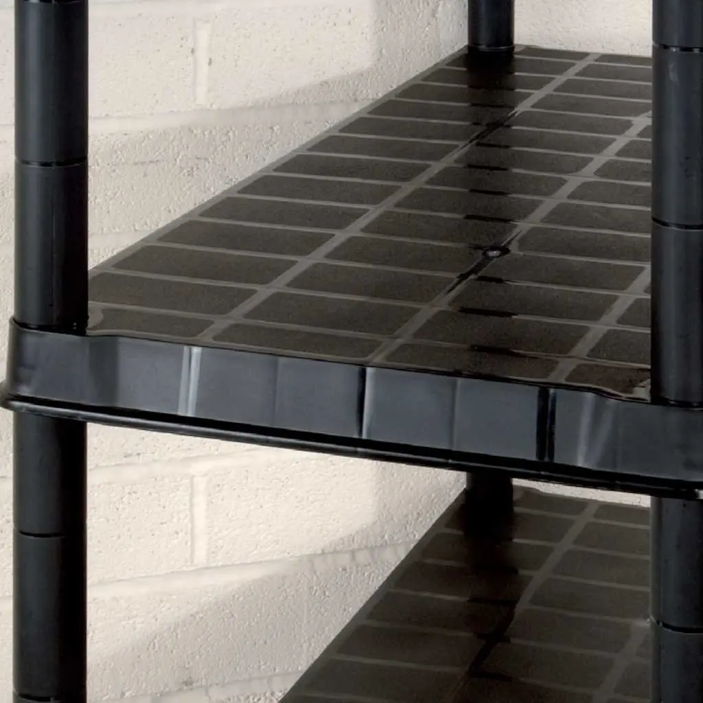 5-Tier Storage Shelf Black Plastic Shelving Unit