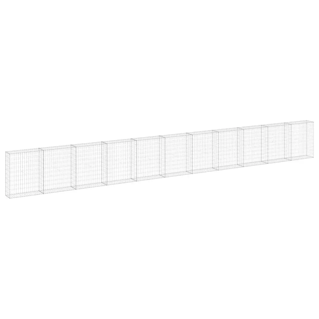 Gabion Wall Panel Galvanised Steel Fence Retaining Barrier 900x30x100 cm Silver