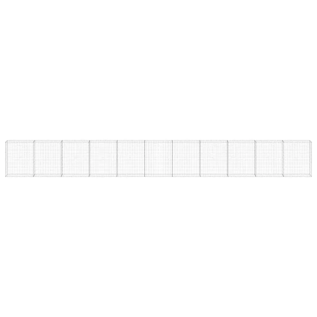 Gabion Wall Panel Galvanised Steel Fence Retaining Barrier 900x30x100 cm Silver