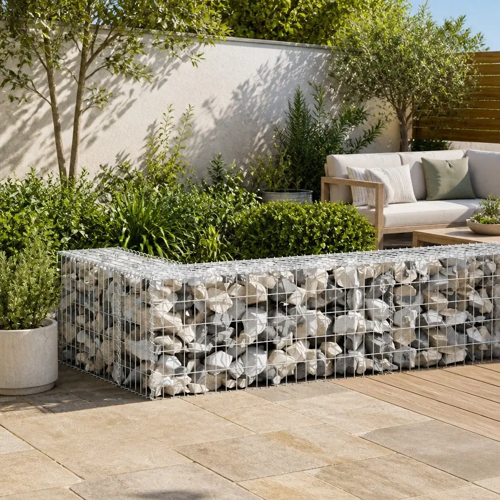 Gabion Wall Fence Panel Galvanised Steel Retaining Barrier 300x30x50 cm Silver