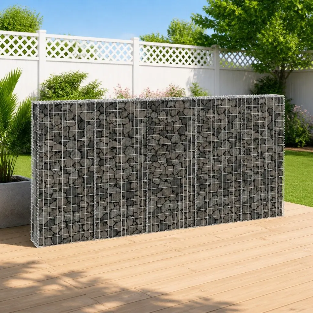 Galvanised Steel Gabion Panel Retaining Wall Structure 300x30x150cm Silver